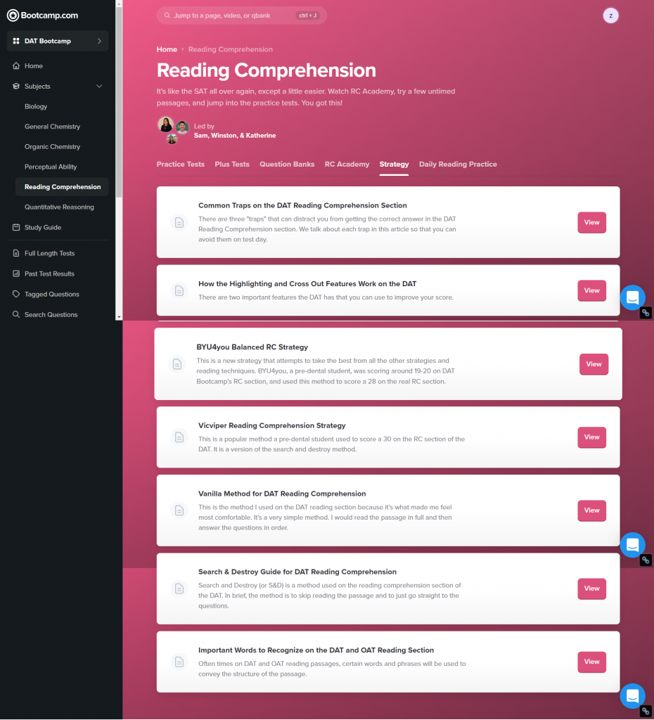 DAT Bootcamp Reading Comprehension Real demo